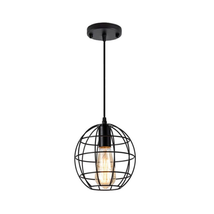 round metal cage pendant light