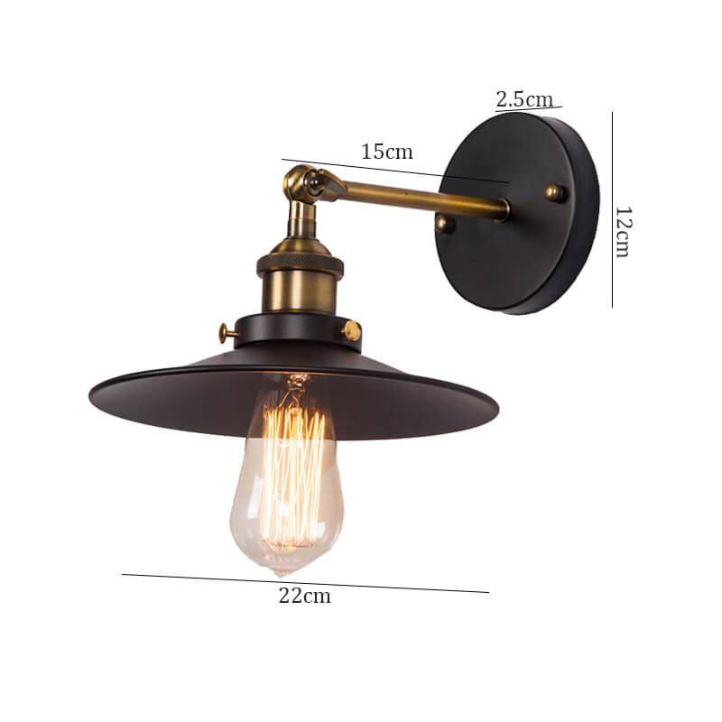 size of metal shade wall light