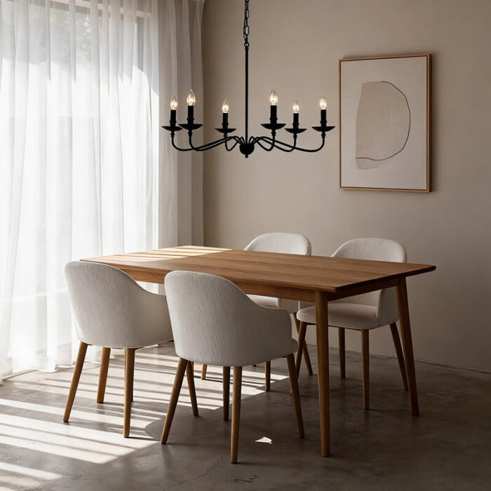 black dining room light fixture
