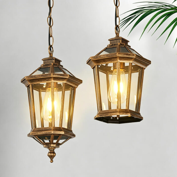 brass chandelier with edison bulb