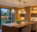 glass shade pendant light for kitchen island