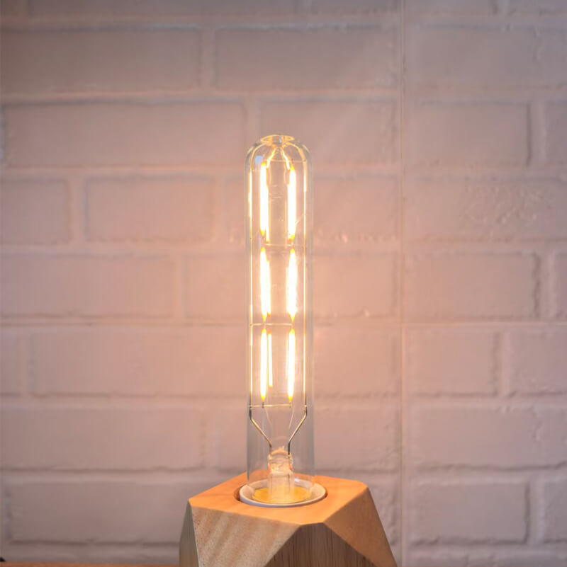 T30 E27 clear glass LED bulb with straight filaments
